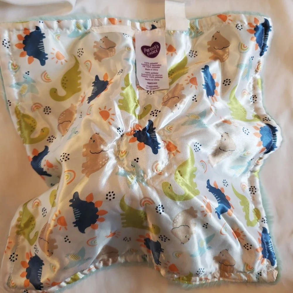 Parents Choice Blue Dino Triceratops Lovey Security Blanket Dinosaur  Baby Plush